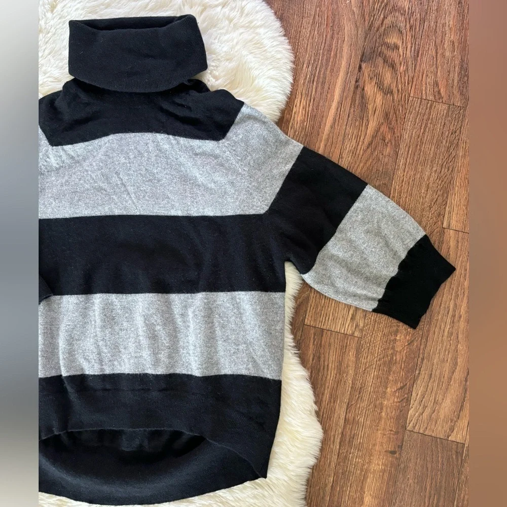 Women's Black and Gray Striped Sweater - Picture 7 of 10